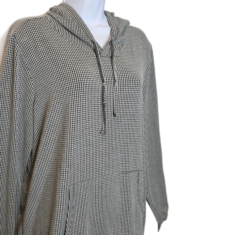 319. Weatherproof Vintage Women's XL Black Gingham Hoodie - Picture 3 of 7